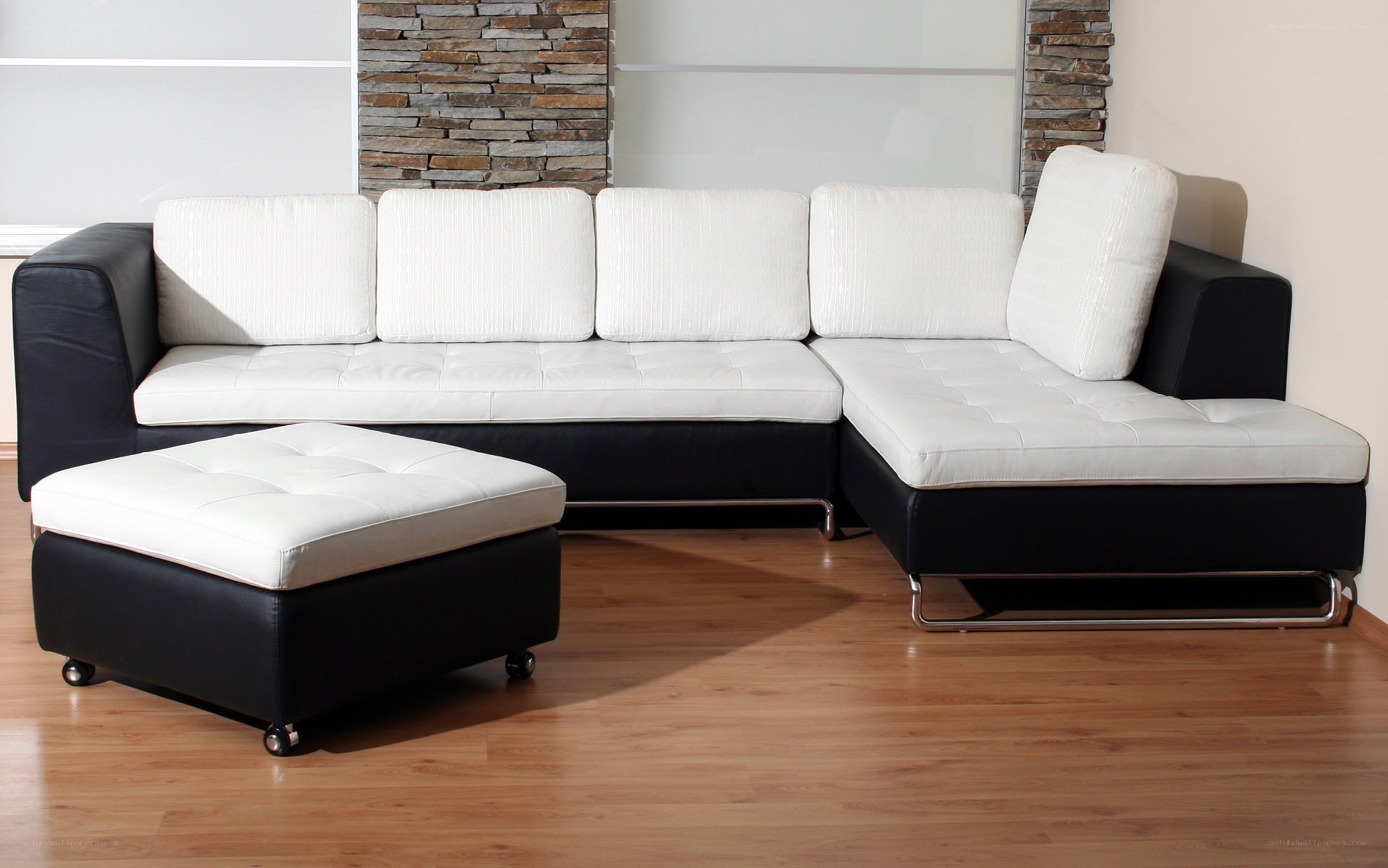 Modern black and white sectional sofa