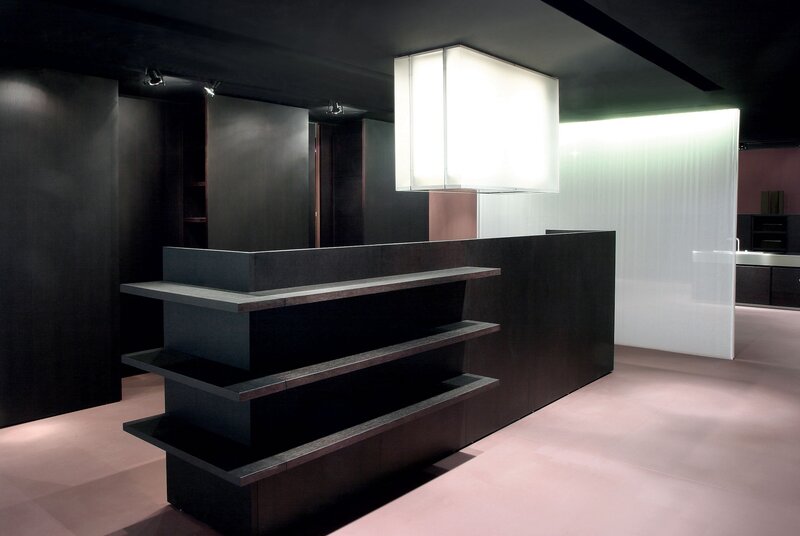 modern black kitchen display