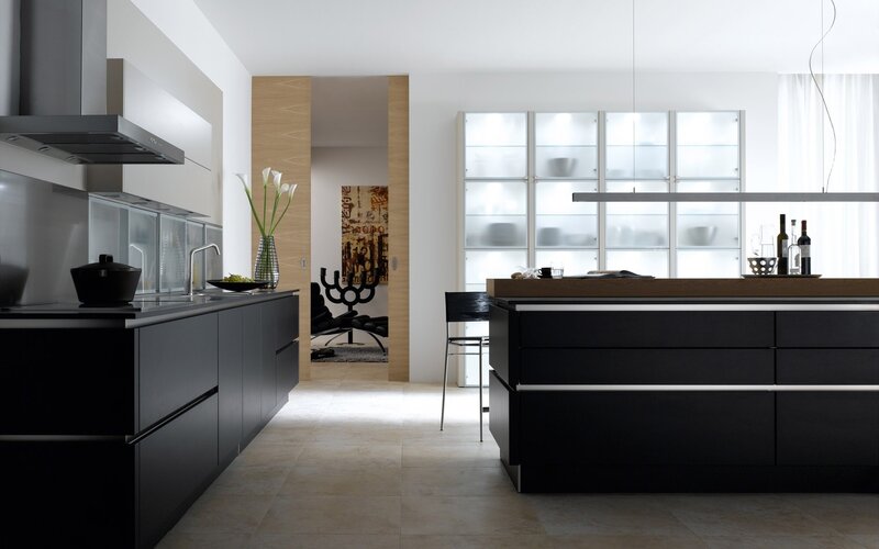 Modern black kitchen interior