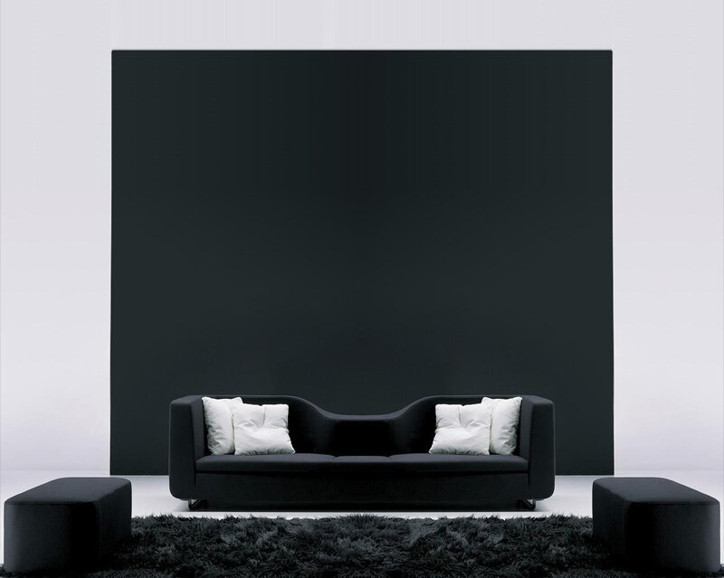 Modern black sofa in minimalist room