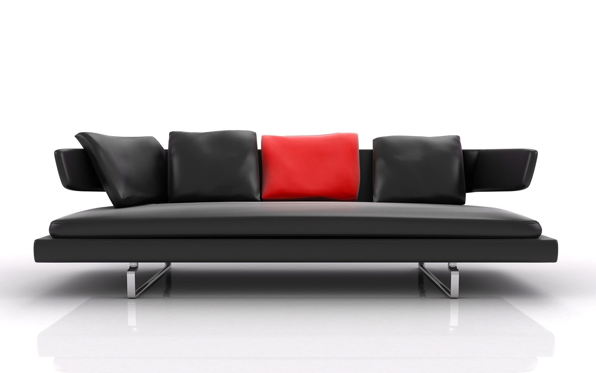 Modern black sofa with red pillow