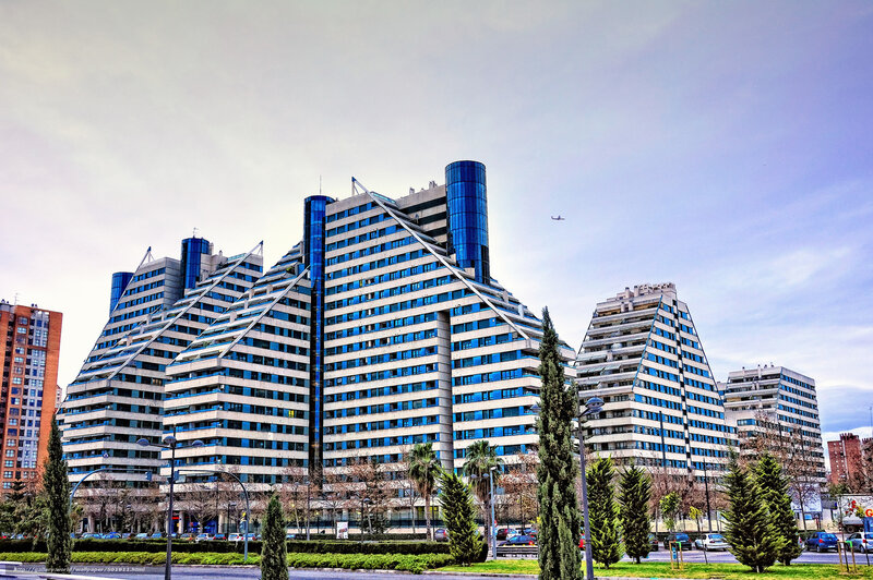 Modern Blue and White Buildings