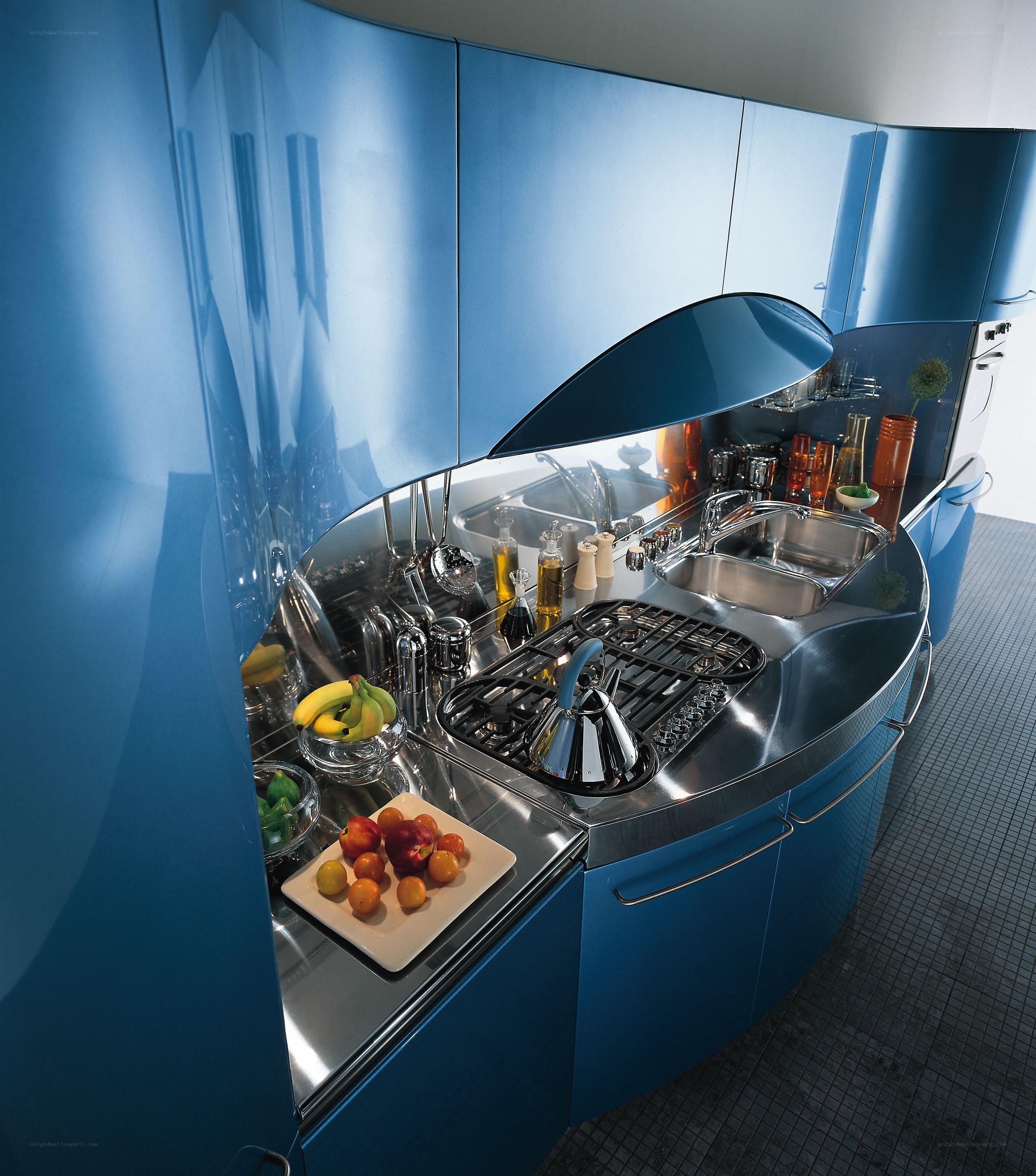 modern blue kitchen design