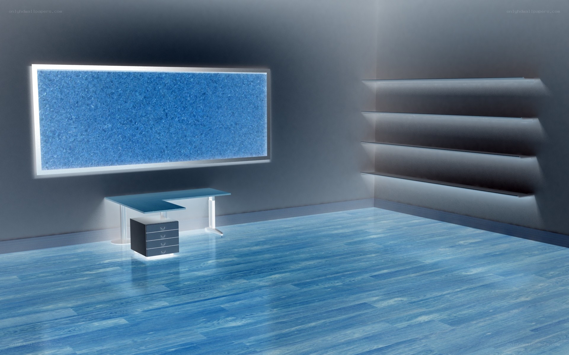 modern blue office room
