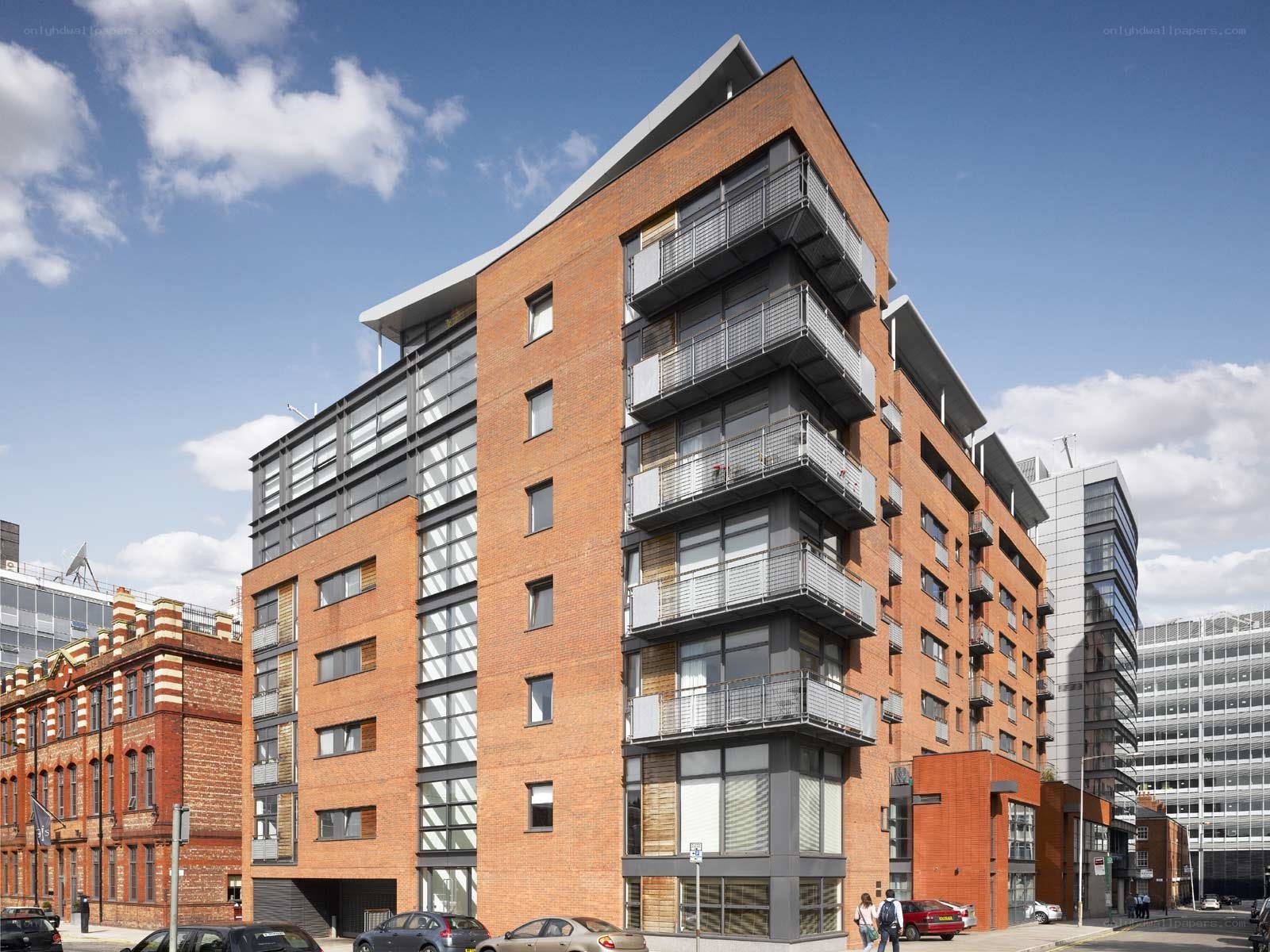 Modern brick apartment building