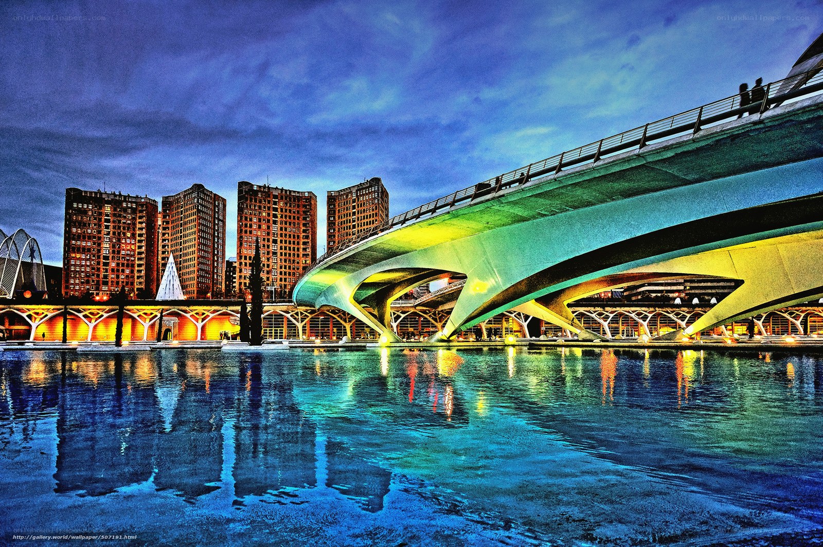 Modern bridge at dusk