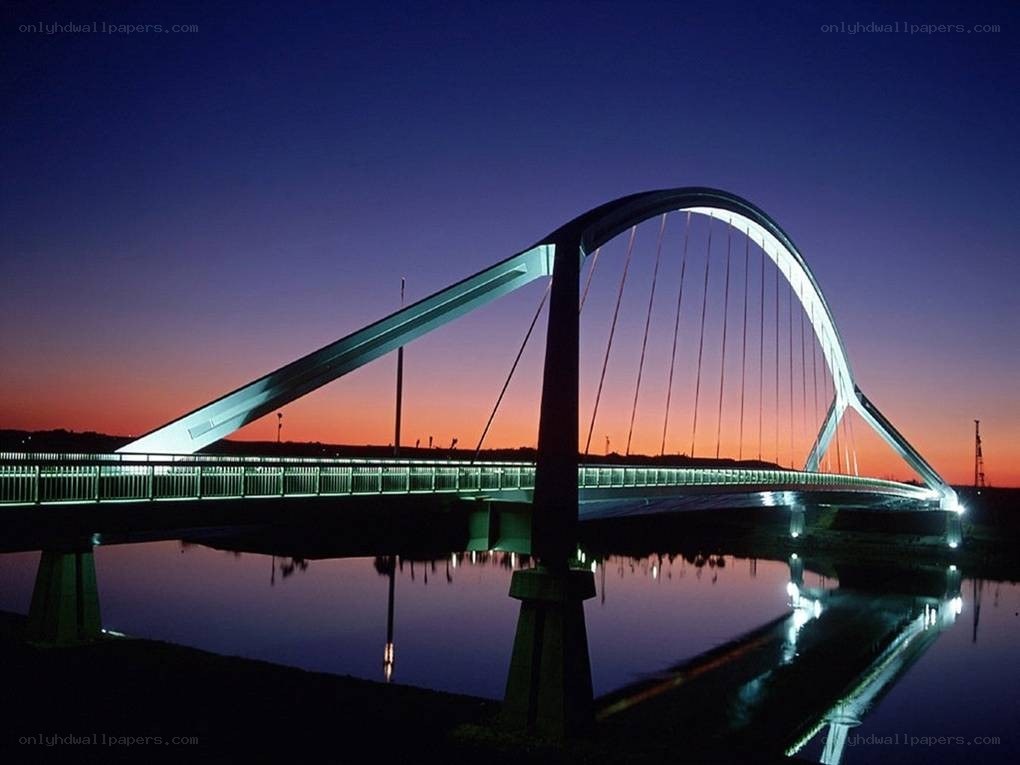 Modern bridge at dusk