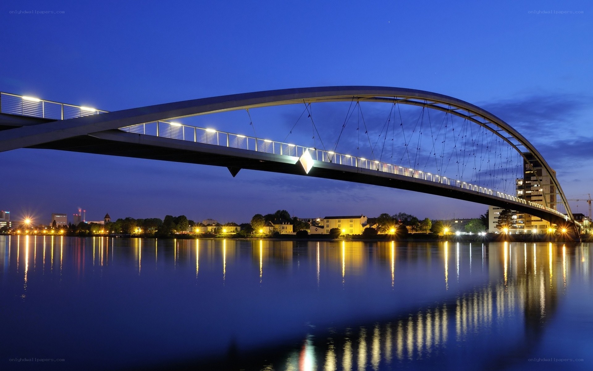 Modern bridge at dusk