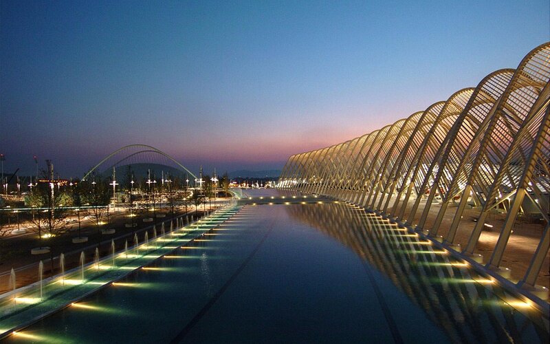 Modern Bridge at Dusk — Blue, Serene, Sunset