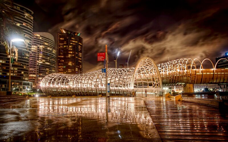 Modern Bridge at Night — Black