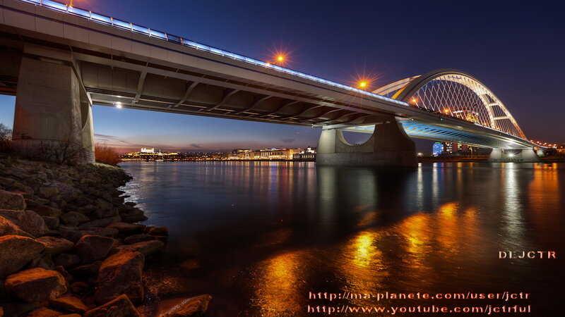Modern Bridge at Night — Blue, Dramatic