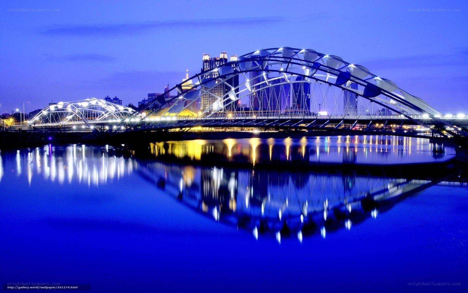 Modern bridge at night