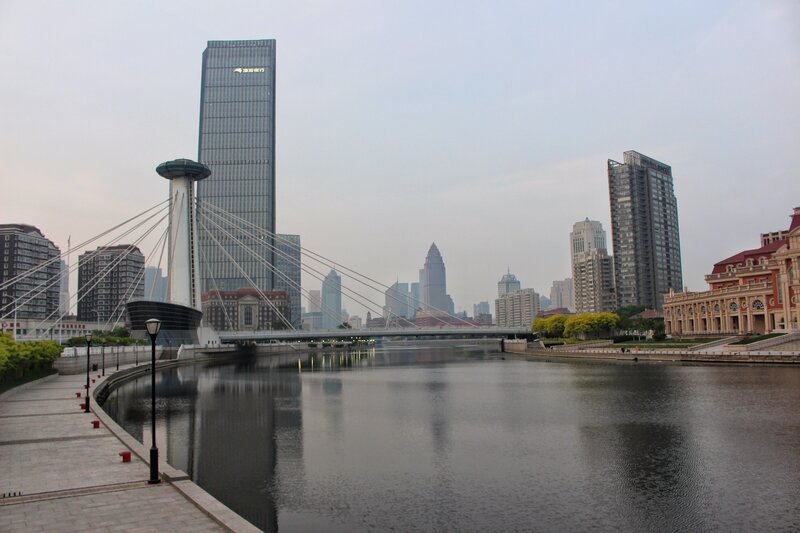 Modern Bridge over River — Gray
