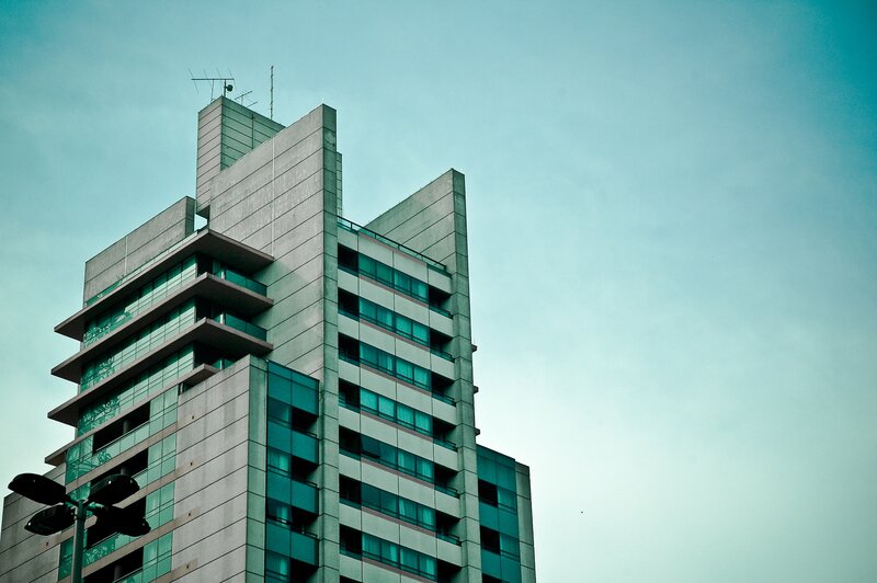 Modern building against blue sky