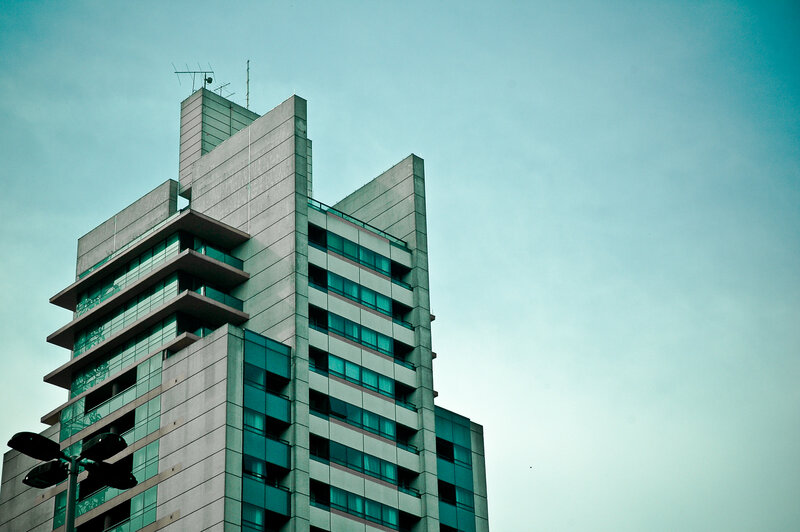 Modern building against blue sky