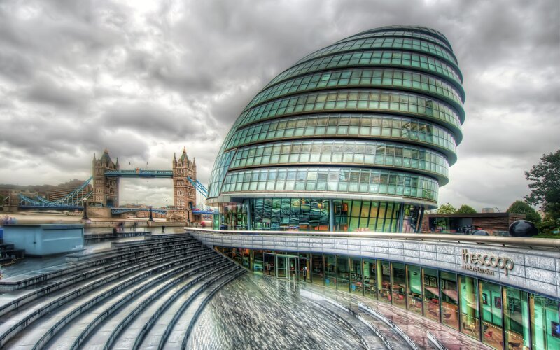 Modern Building and Bridge
