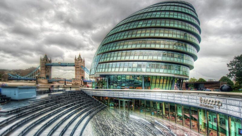 Modern Building and Tower Bridge