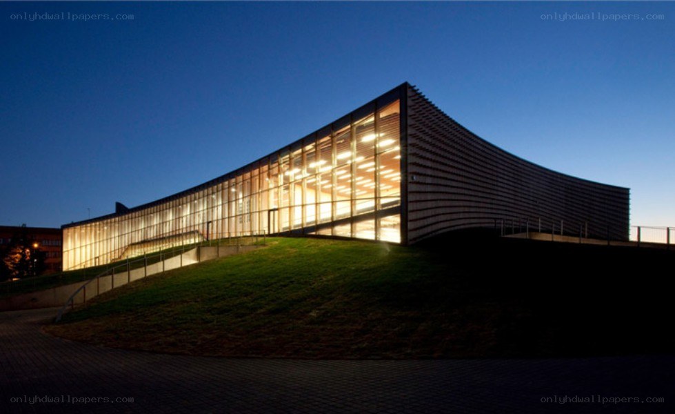 modern building at dusk