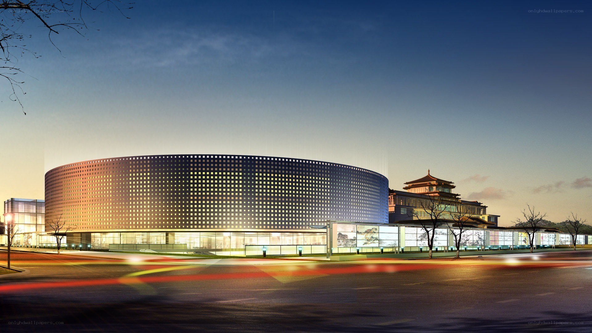 modern building at dusk