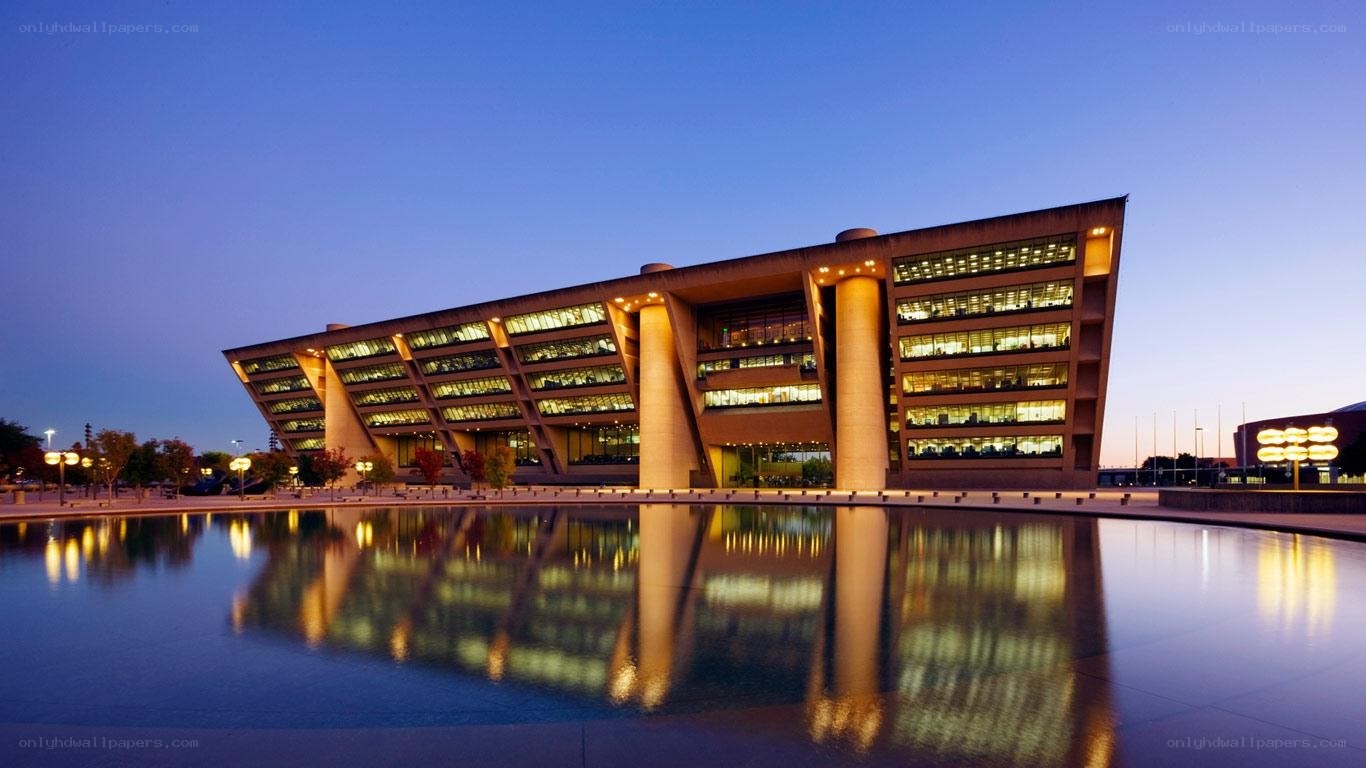 modern building at dusk
