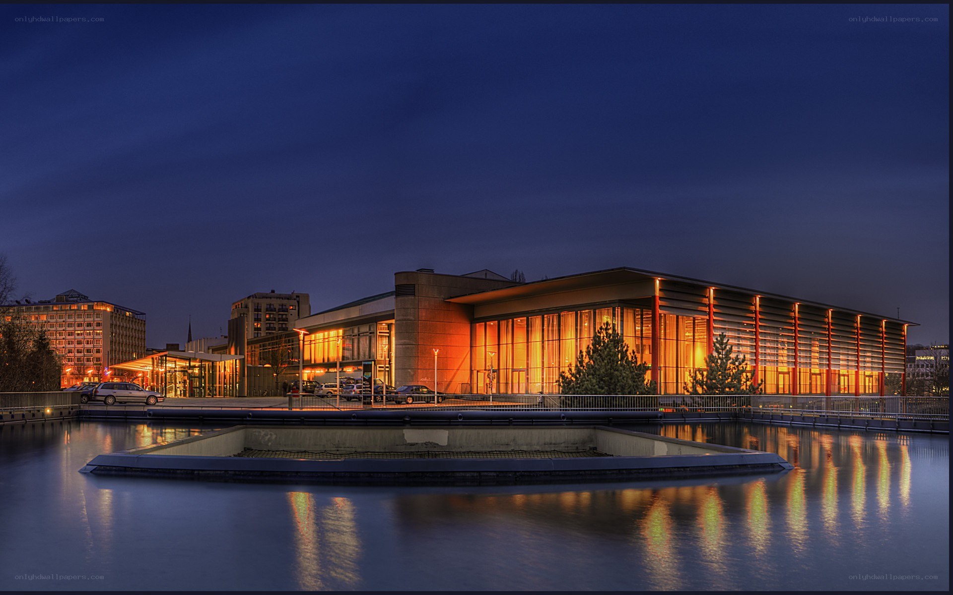 modern building at dusk