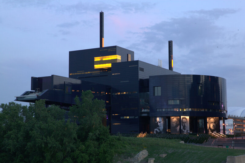 modern building at dusk