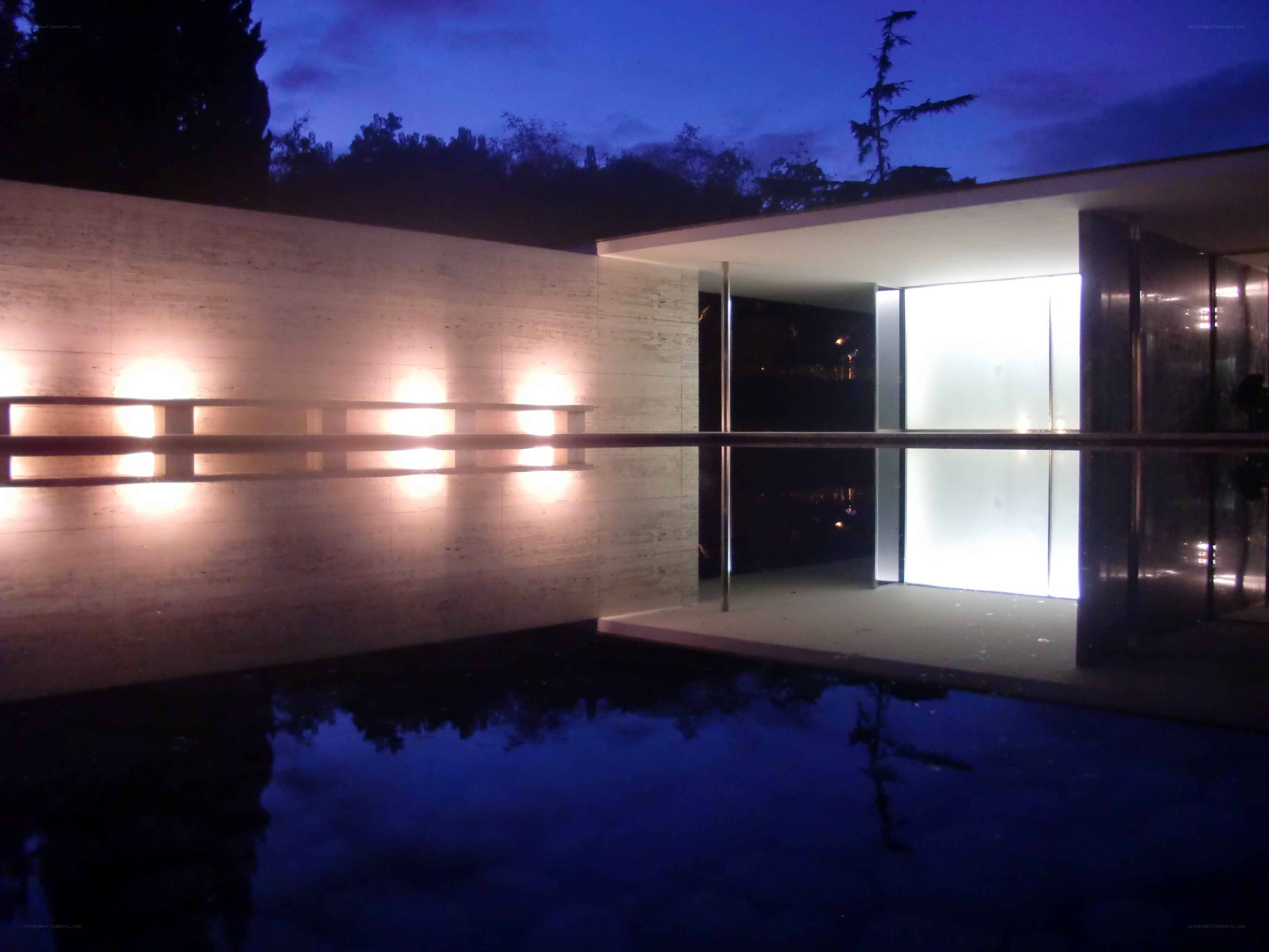 Modern building at dusk
