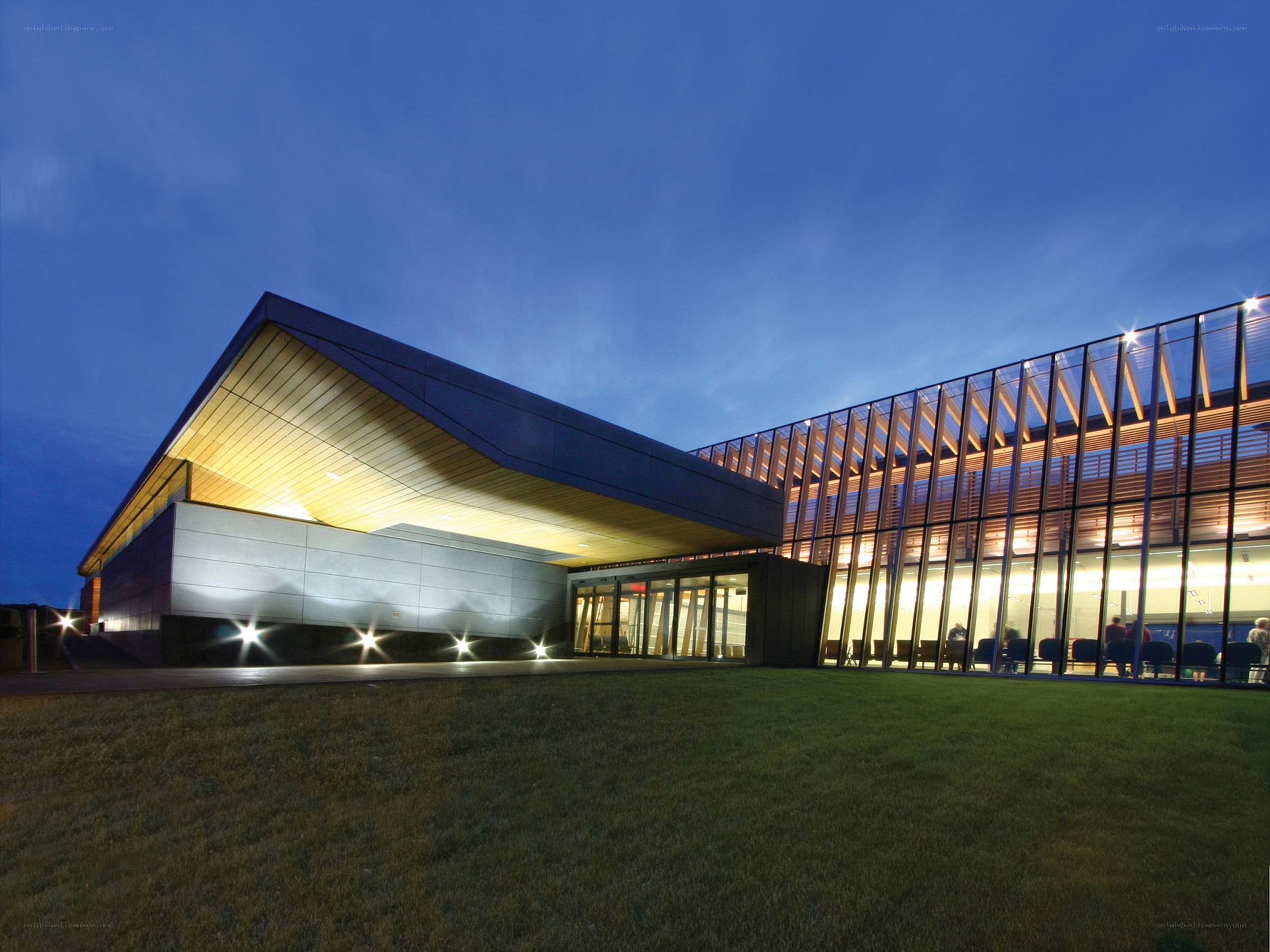 modern building at dusk
