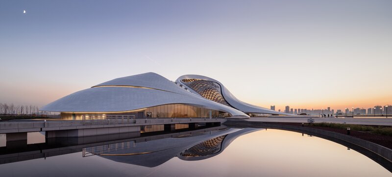 Modern Building at Dusk — White