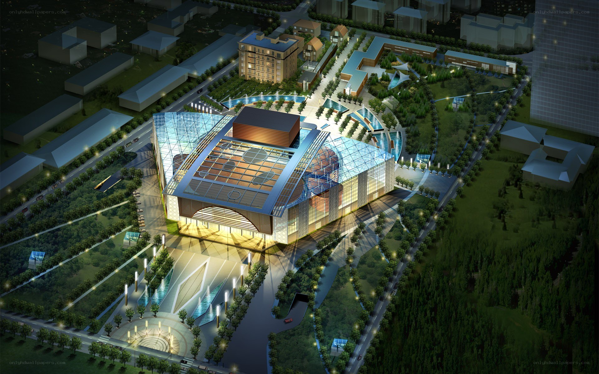 Modern building at night
