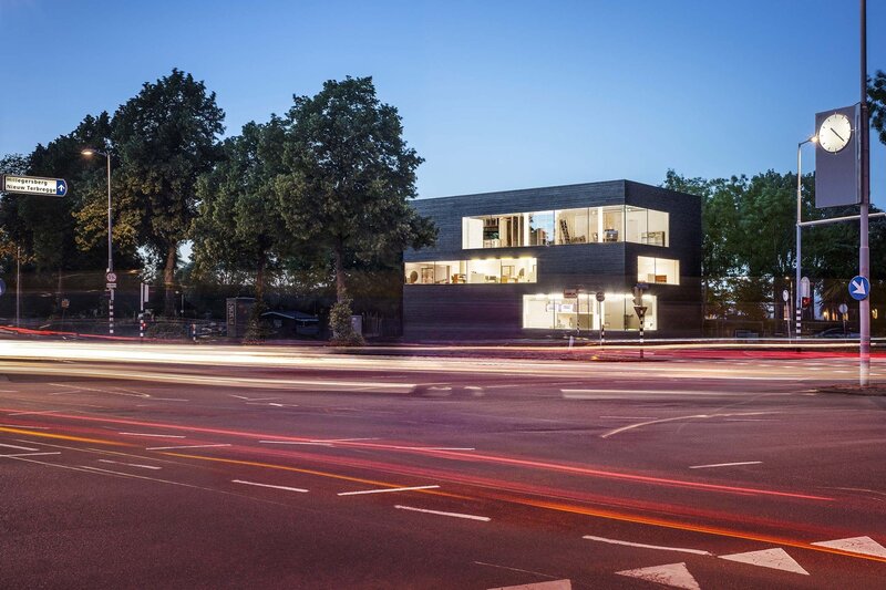 Modern Building at Night — Black, Calm