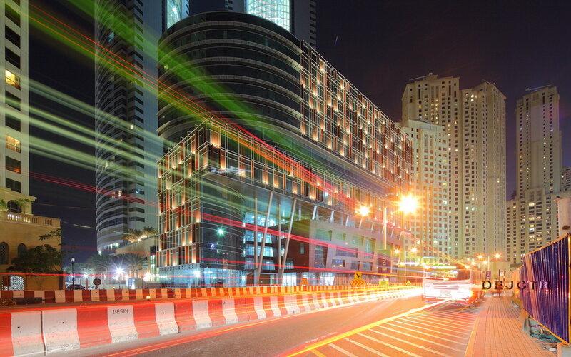 Modern Building at Night — Black