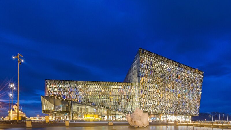 Modern Building at Night — Blue, Dramatic, Photograph, Sky
