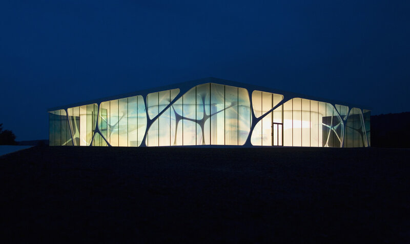 Modern Building at Night — Blue
