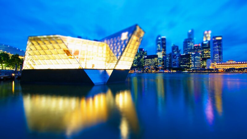modern building at night in Singapore