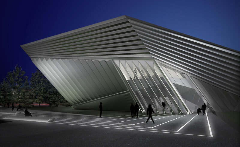 Modern Building at Night — White