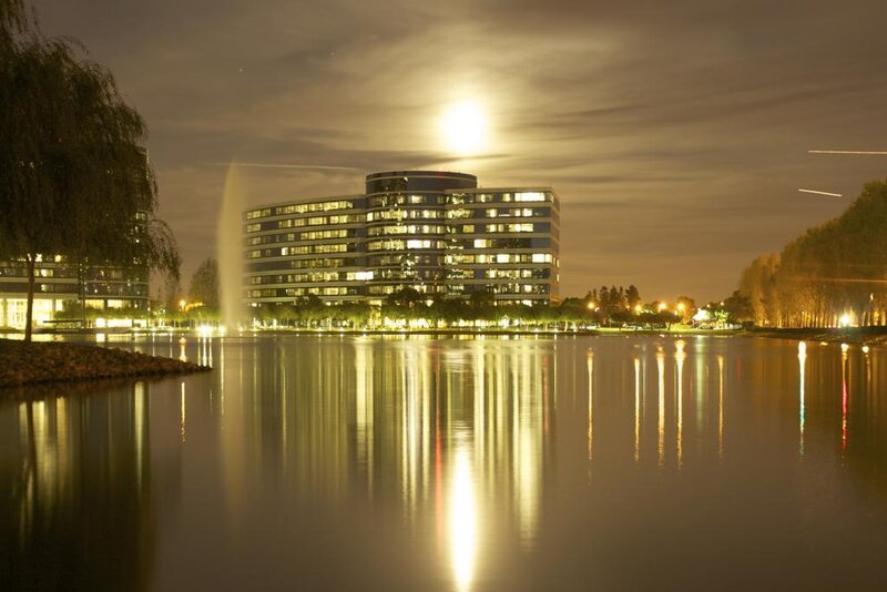 Modern Building at Night — Yellow