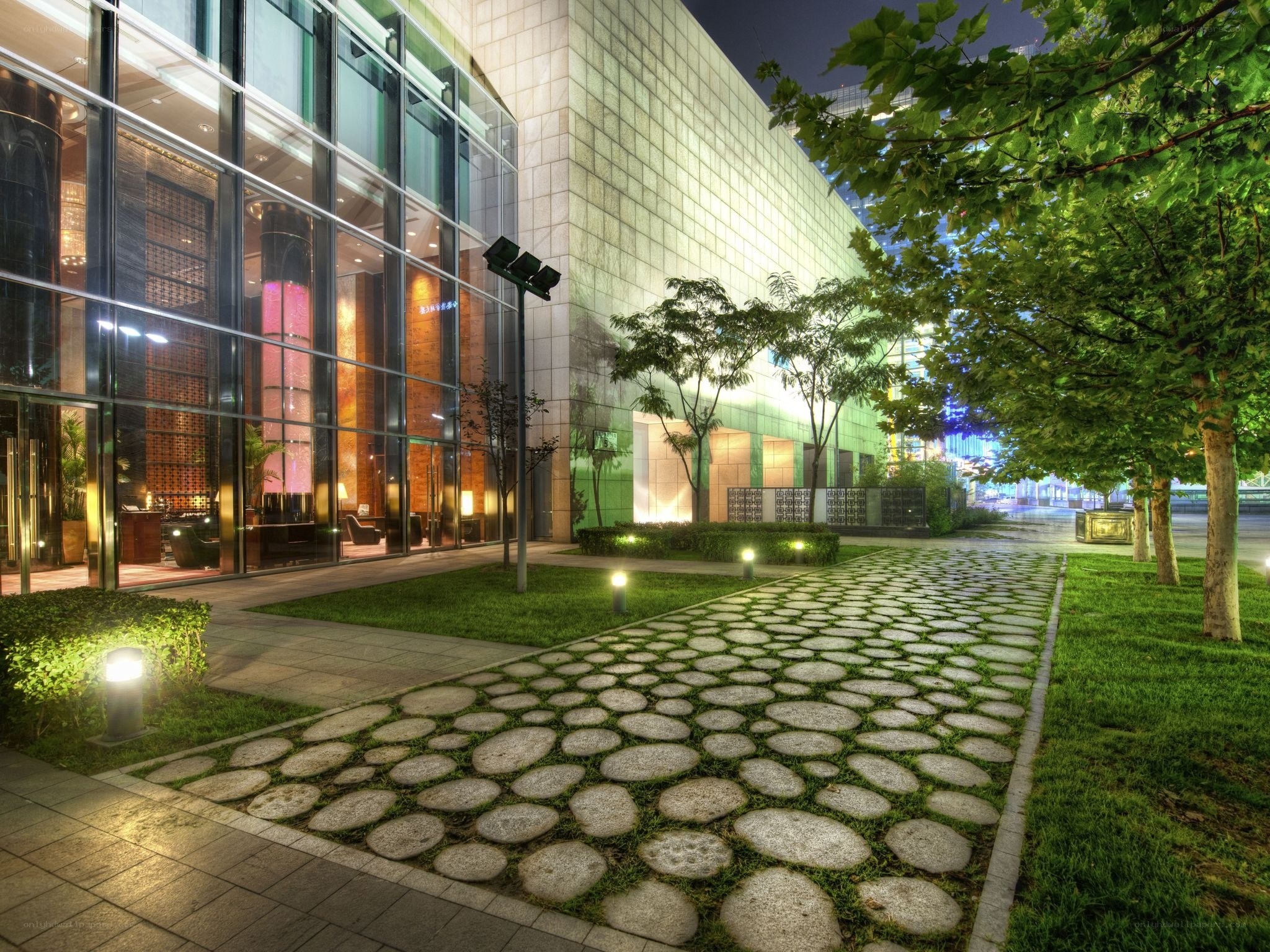 Modern building at night