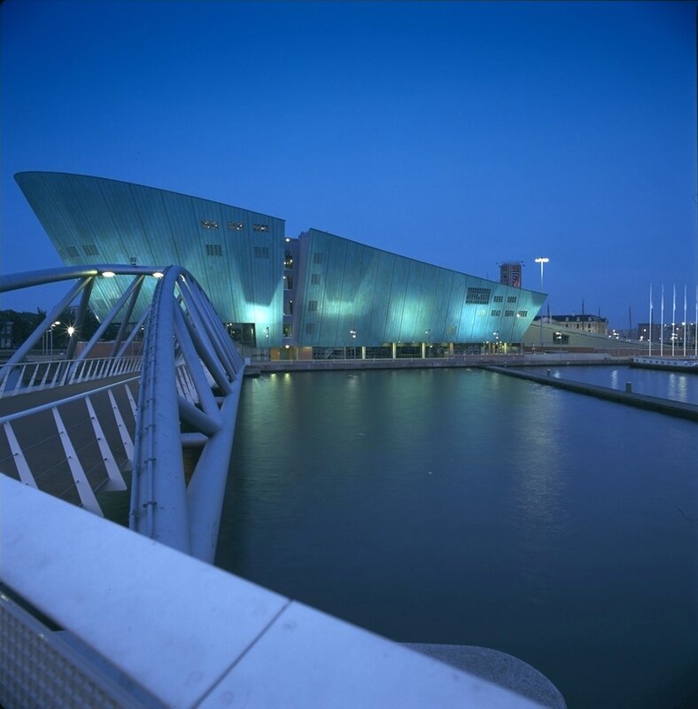 modern building by the water