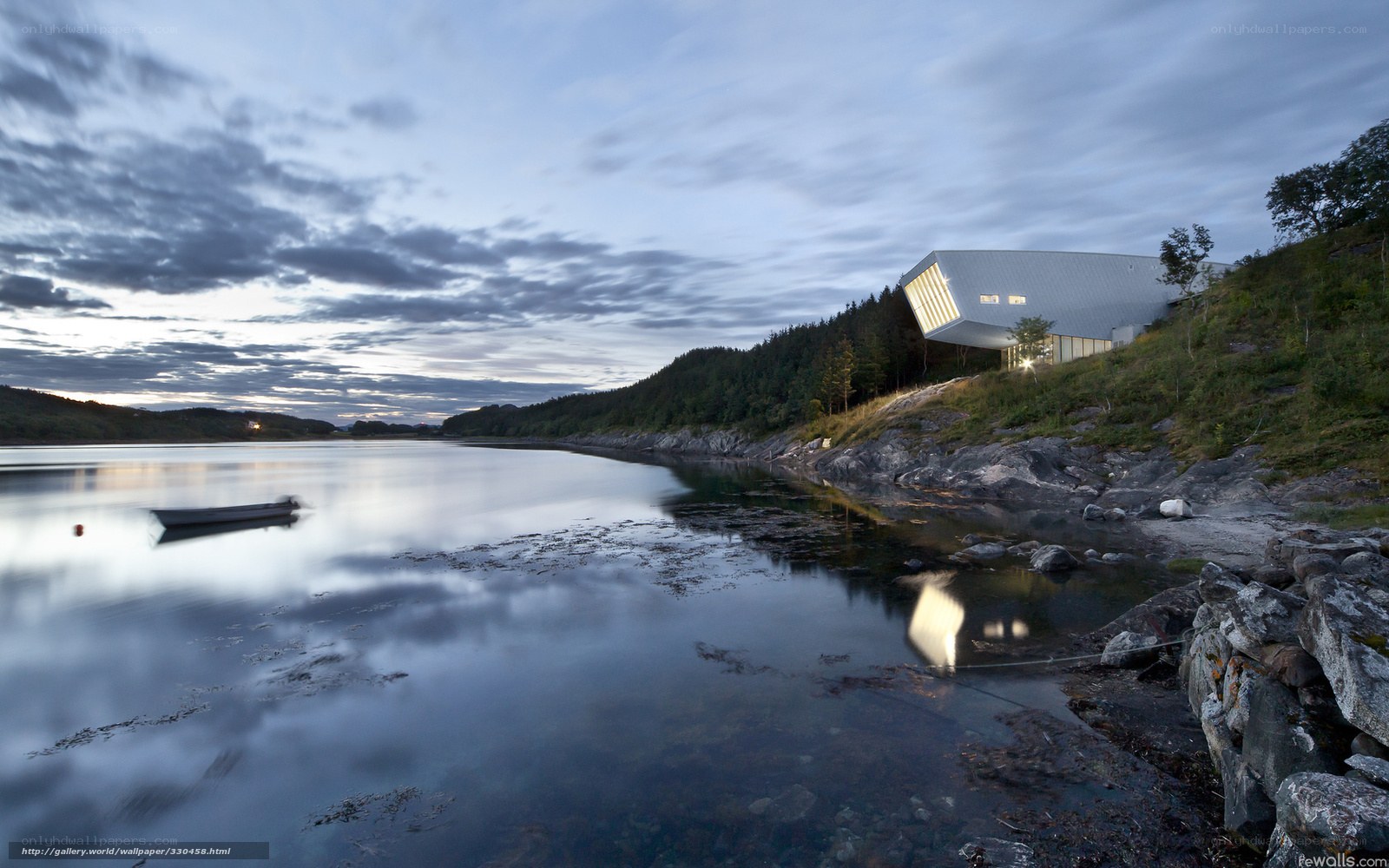 Modern building by the water