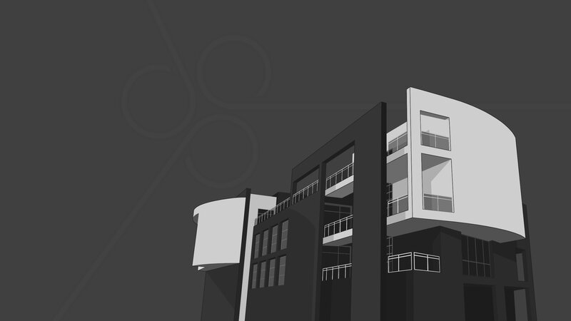 Modern Building Complex — Gray, Dramatic