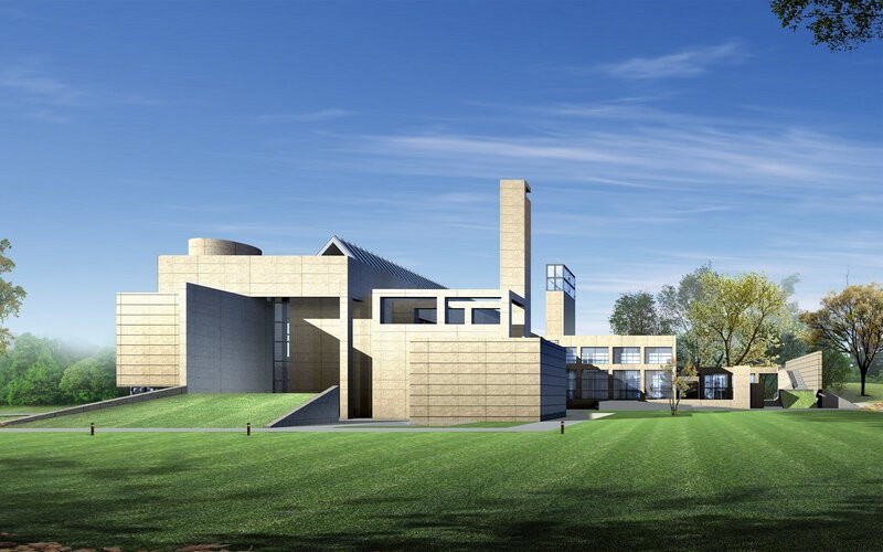 Modern Building Complex — Green