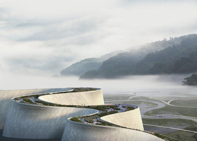 Modern Building Complex — White, Serene