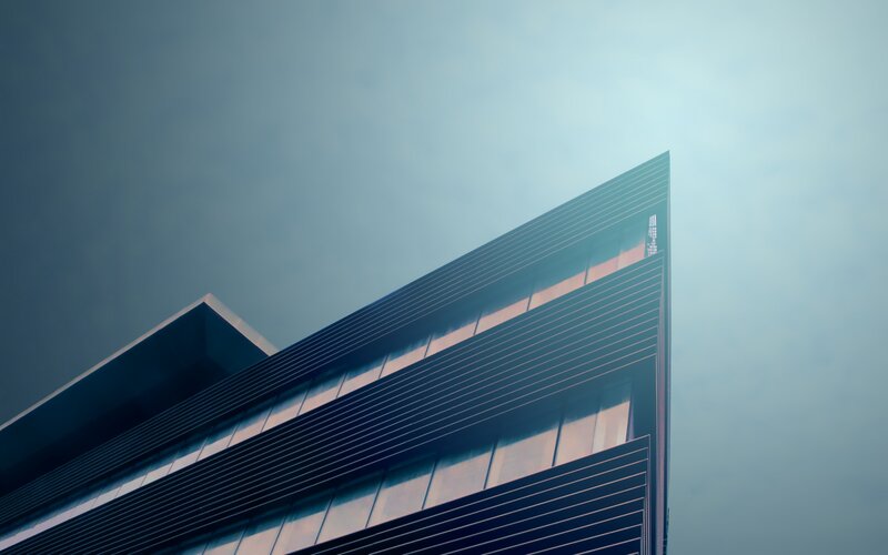 Modern Building Corner — Blue