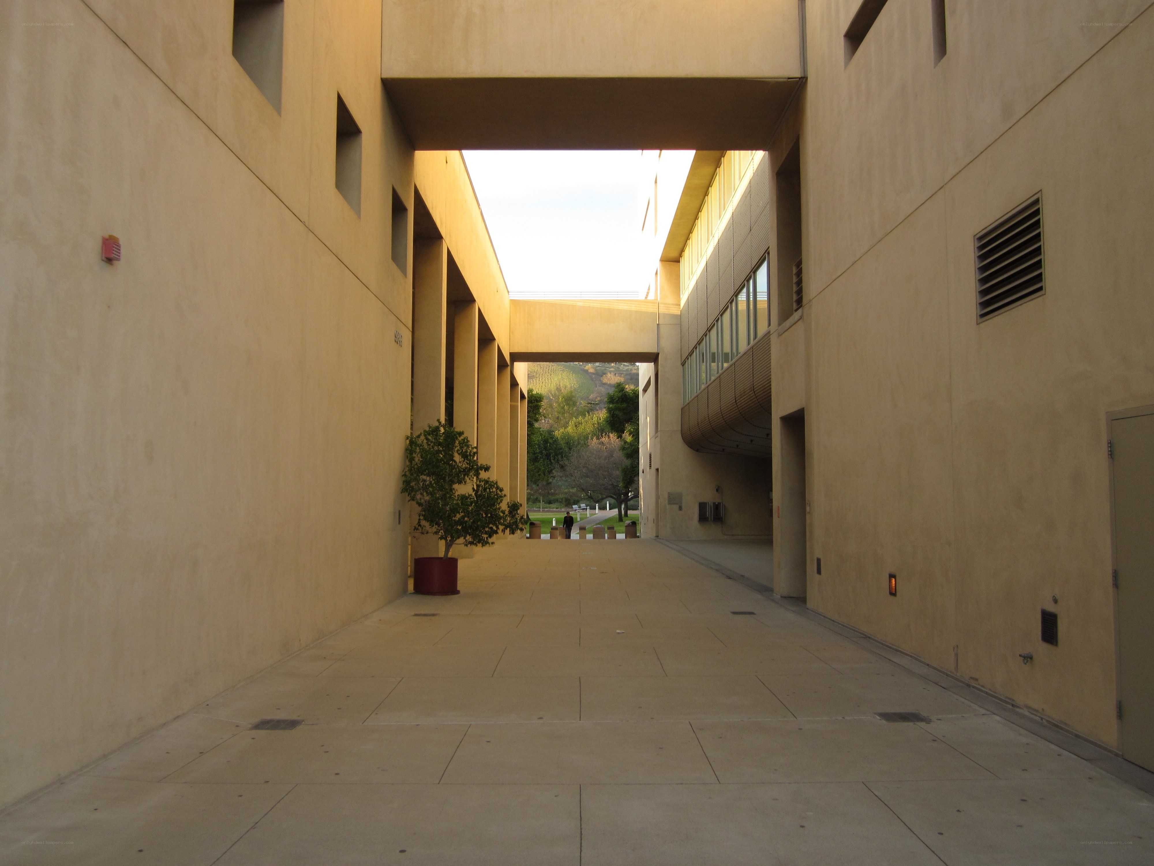 Modern building corridor with walkway