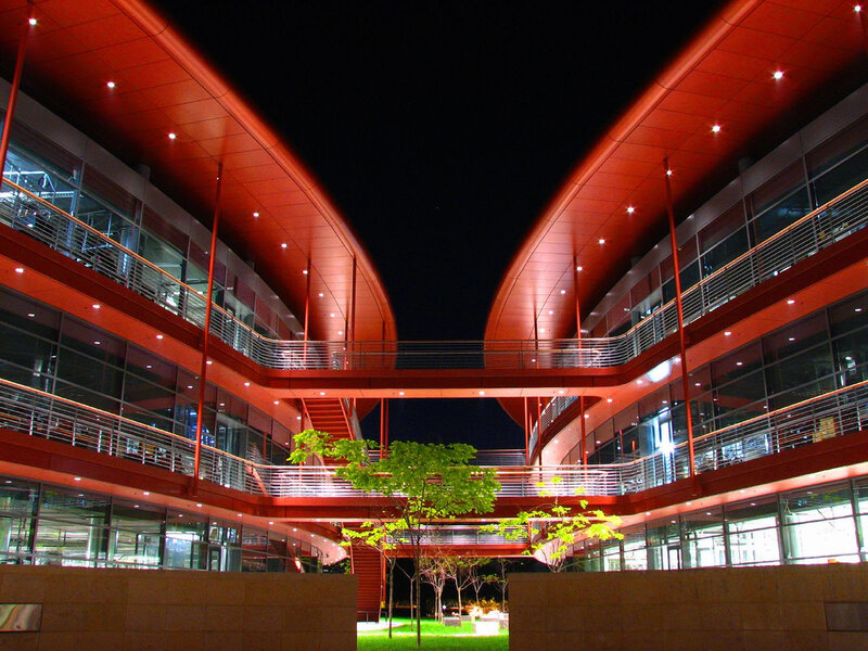 Modern Building Courtyard — Red