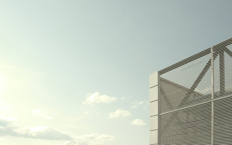 Modern building facade against sky
