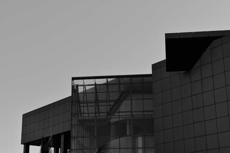 Modern Building Facade — Black, Dramatic, Photograph, Glass Panels