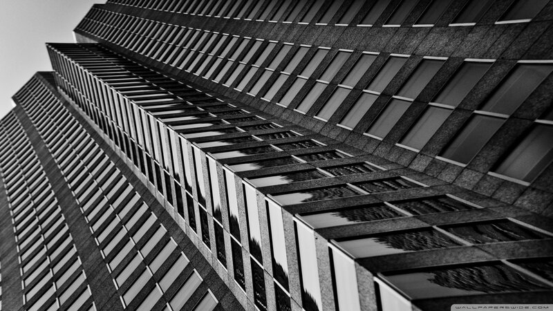 Modern Building Facade — Black, Dramatic, Photograph, Windows, Skyscraper