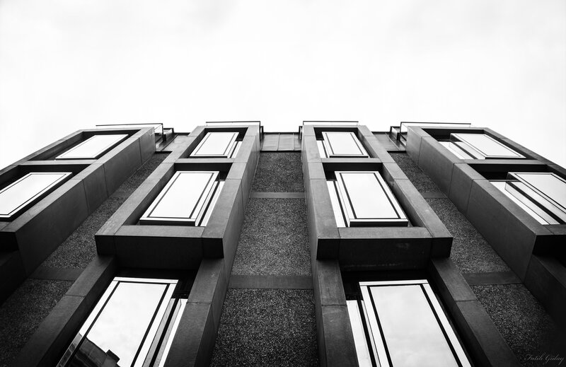 Modern Building Facade — Black, Dramatic, Photograph, Windows